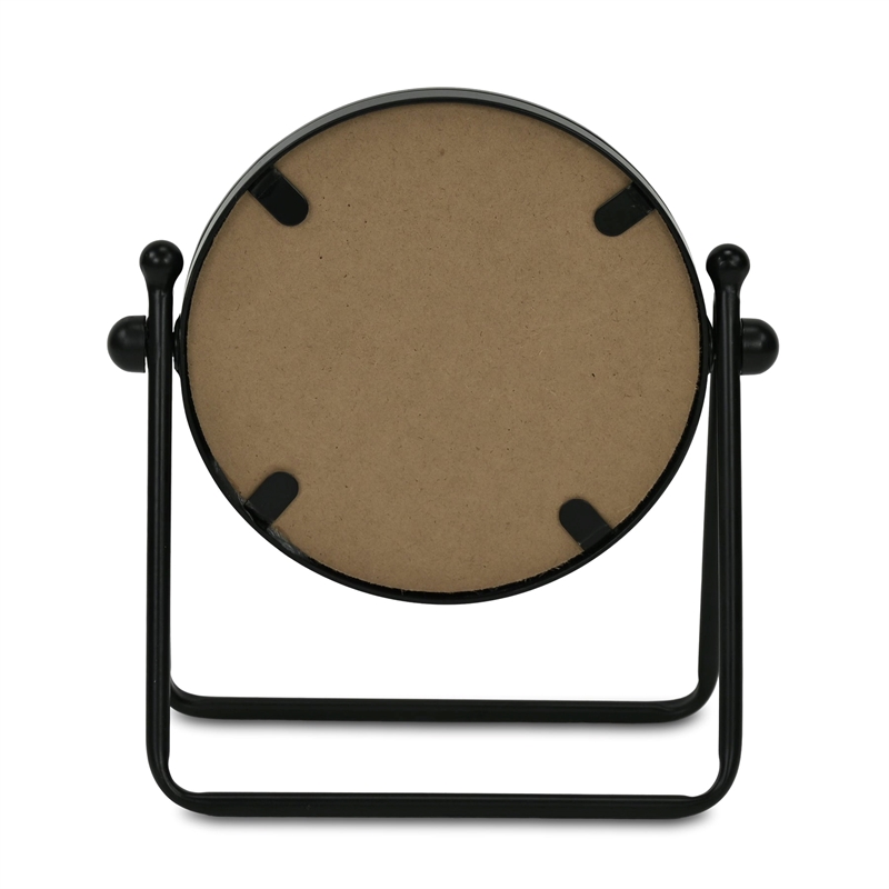 Clarimond 7 Inch Round Swivel Metal Table Mirror - Black
