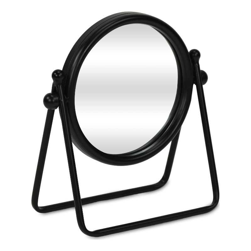 Clarimond 7 Inch Round Swivel Metal Table Mirror - Black