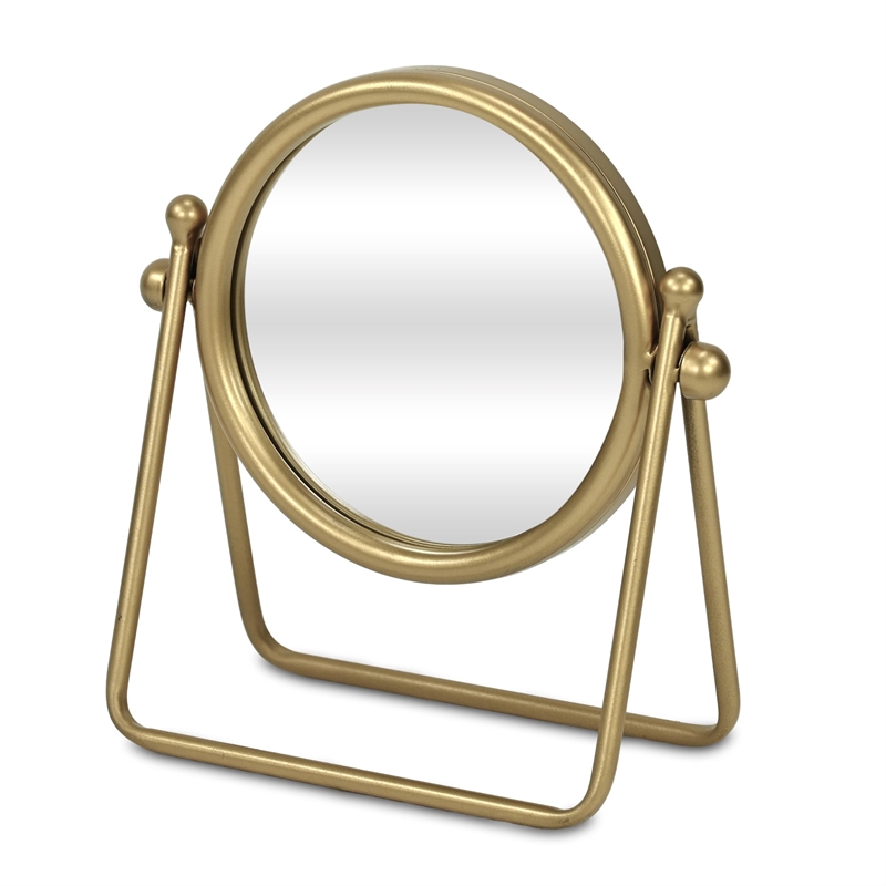 Clarimond 7 Inch Round Swivel Metal Table Mirror - Gold