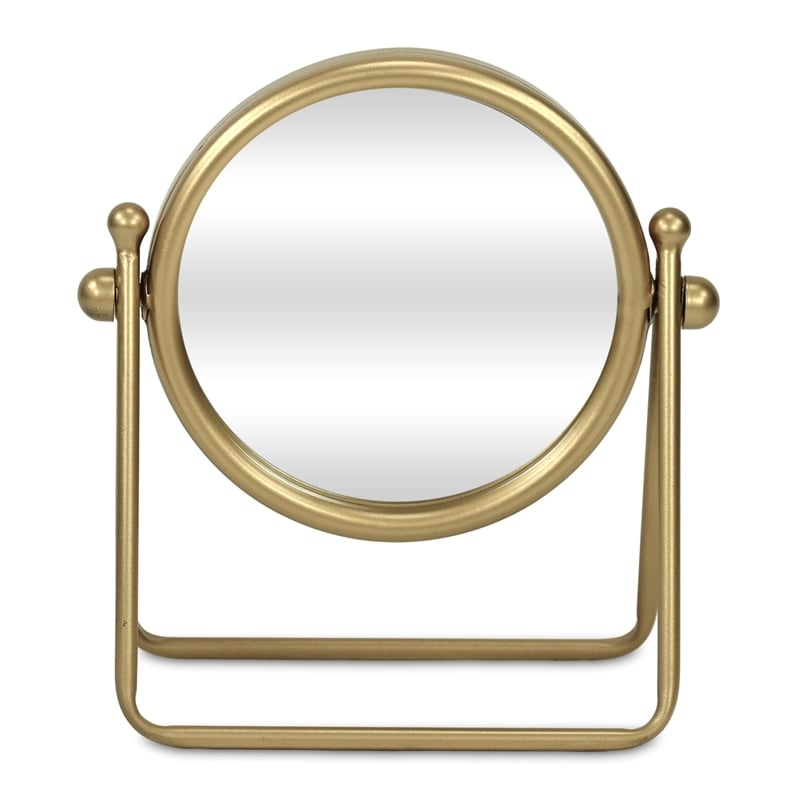 Clarimond 7 Inch Round Swivel Metal Table Mirror - Gold