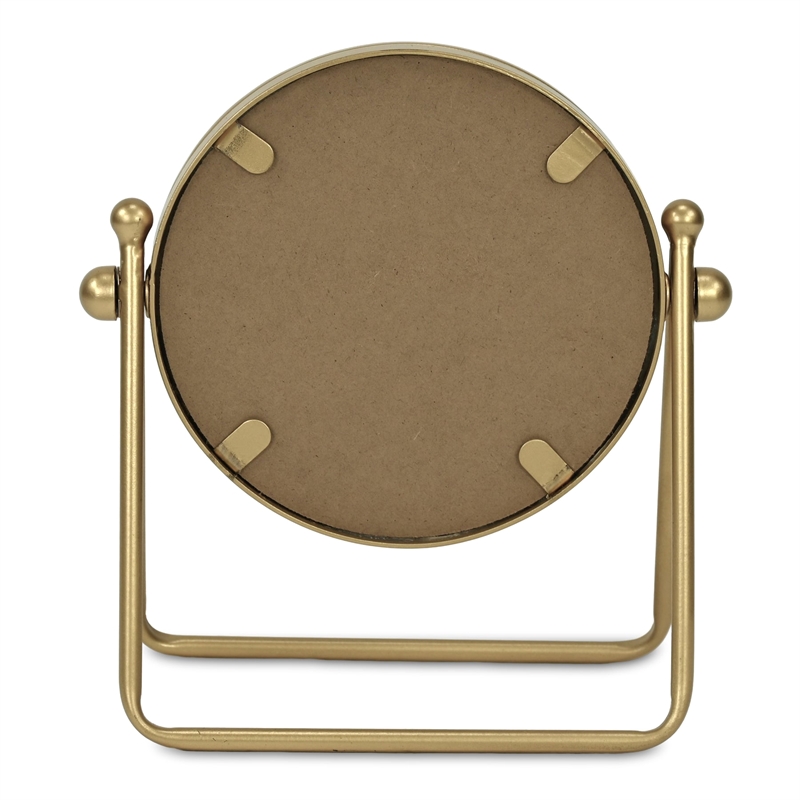 Clarimond 7 Inch Round Swivel Metal Table Mirror - Gold