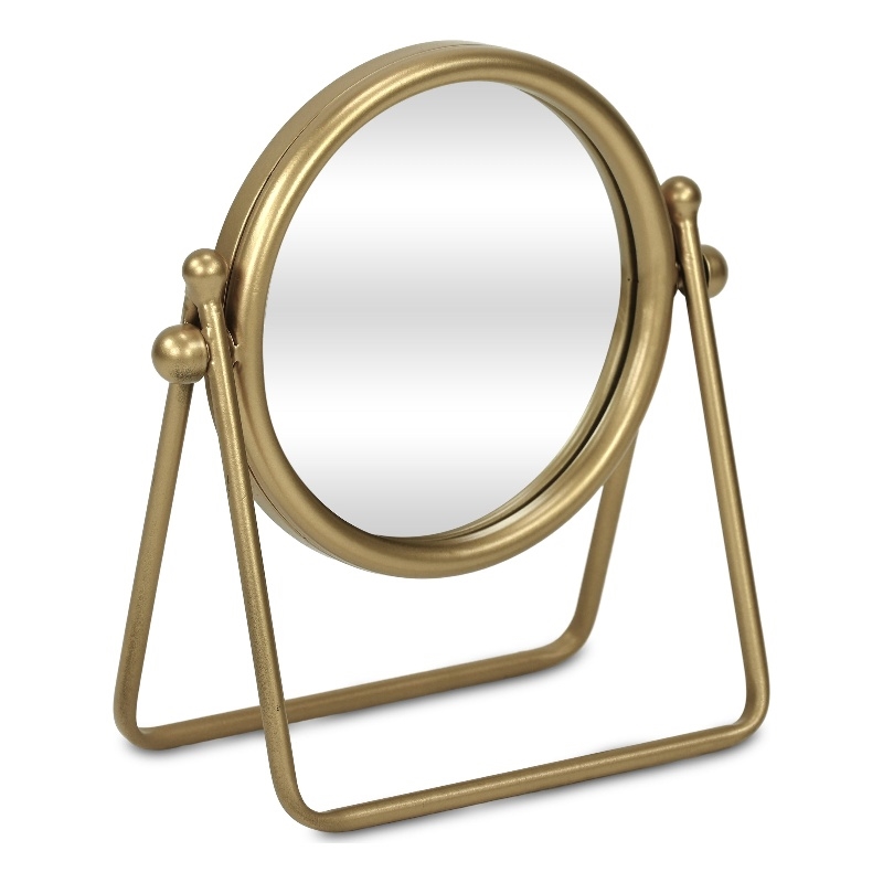 Clarimond 7 Inch Round Swivel Metal Table Mirror - Gold