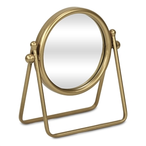 Clarimond 7 Inch Round Swivel Metal Table Mirror - Gold
