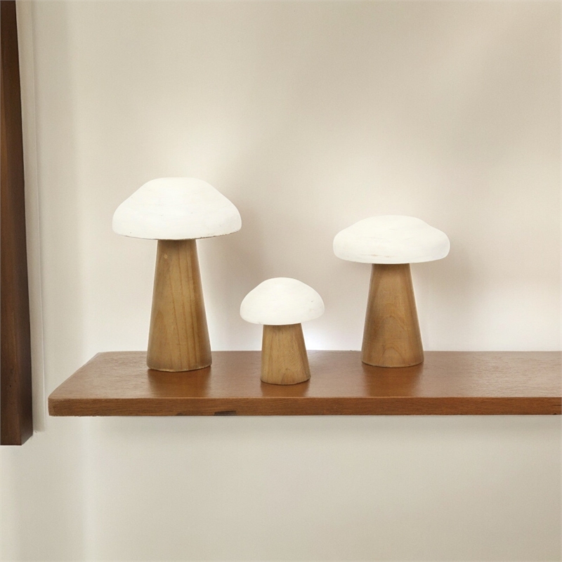 Hareton Forest Fungi Table Decor - Brown and White - Small