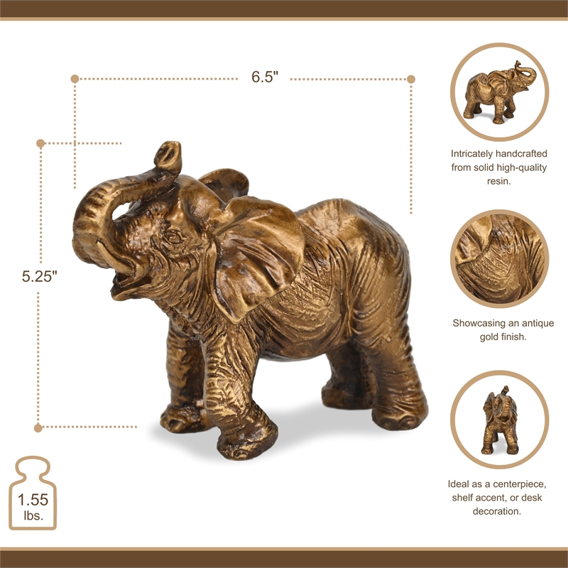 Bovira Resin Golden Elephant Decor