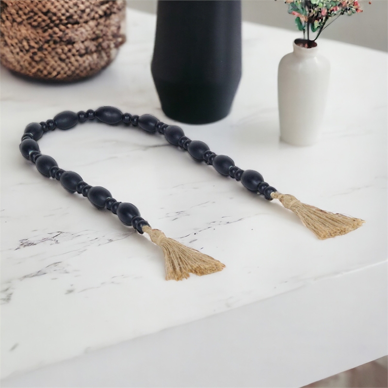 Akaida Dark Blue Mixed Wooden Bead Garland Decor