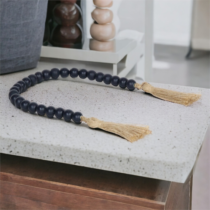 Akaida Dark Blue Wooden Bead Garland Decor