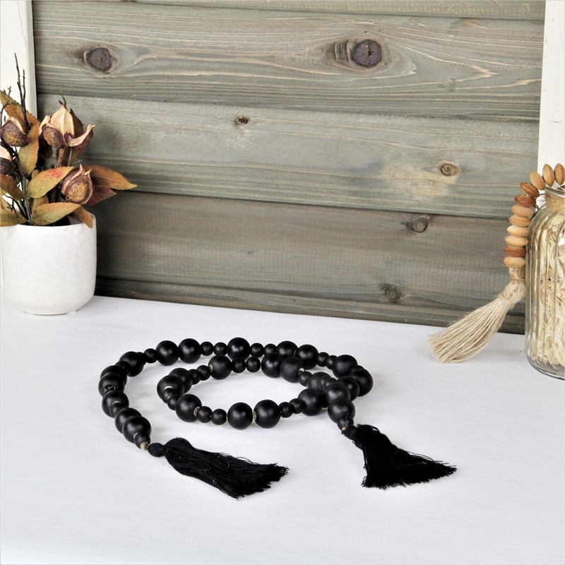 Akaida Black Wooden Mixed Bead Garland Decor