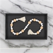 Kira White Wood and Brown Fabric Beaded Garland