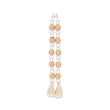Kira White Wood and Brown Fabric Beaded Garland