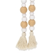 Kira White Wood and Brown Fabric Beaded Garland