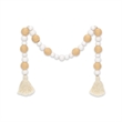 Kira White Wood and Brown Fabric Beaded Garland