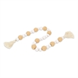 Kira White Wood and Brown Fabric Beaded Garland
