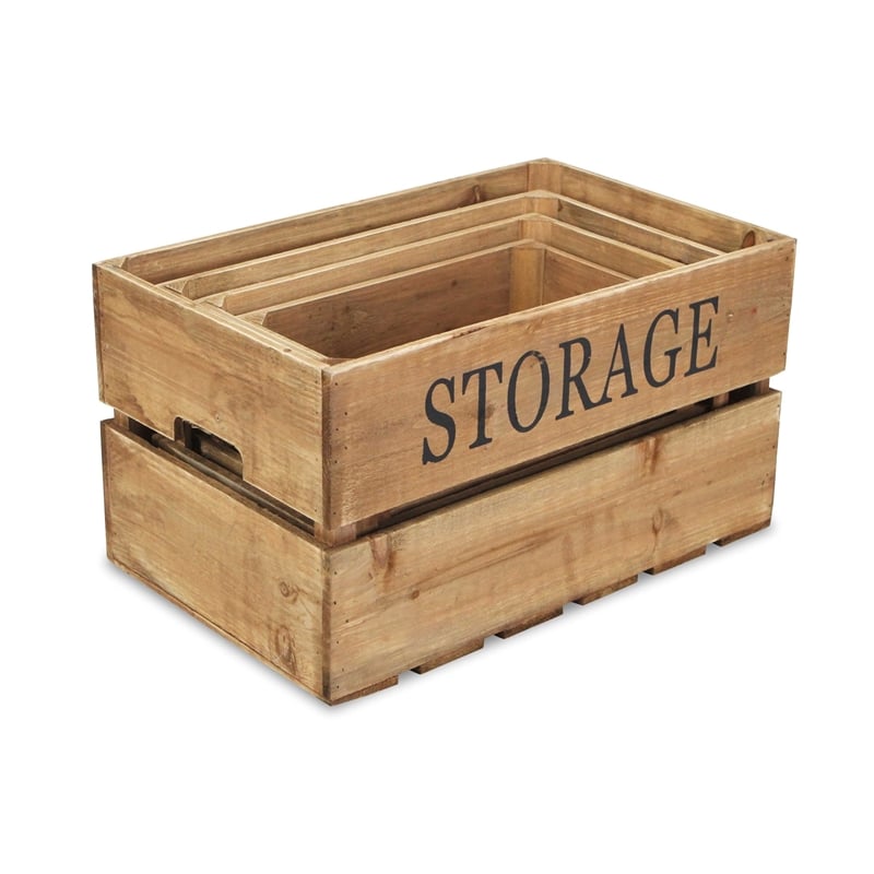 Eika Set of 4 Wooden Storage Crates