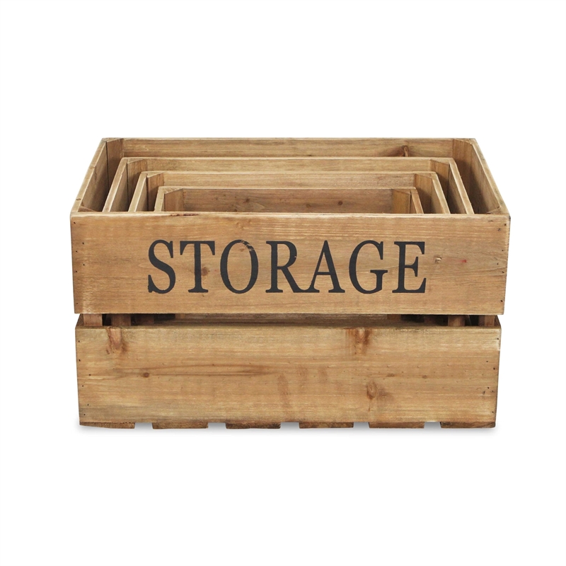 Eika Set of 4 Wooden Storage Crates