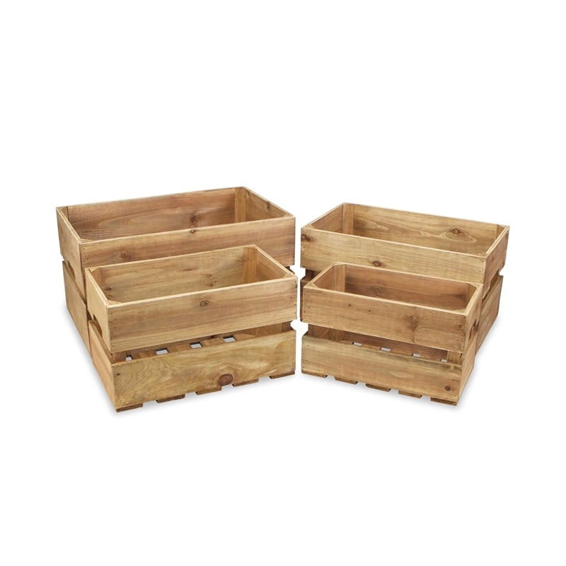 Eika Set of 4 Wooden Storage Crates