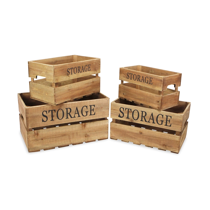 Eika Set of 4 Wooden Storage Crates