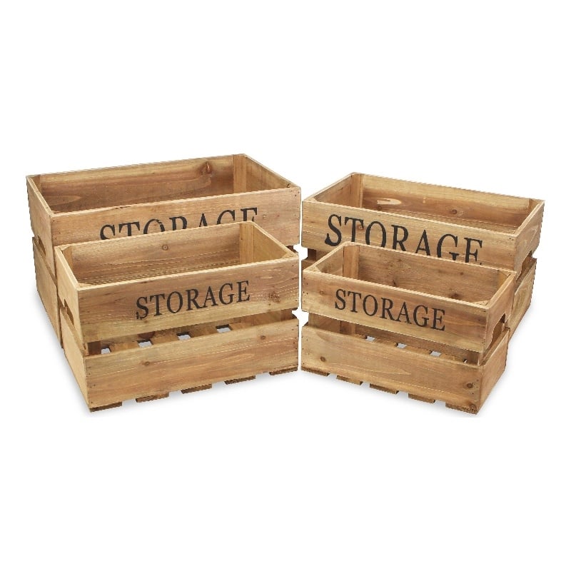 Eika Set of 4 Wooden Storage Crates