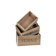 Eika Set of 3 Metal Accented Wooden Storage Crates