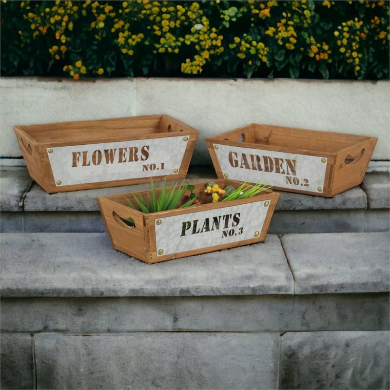 Persim Set of 3 Tapered Wood Crates