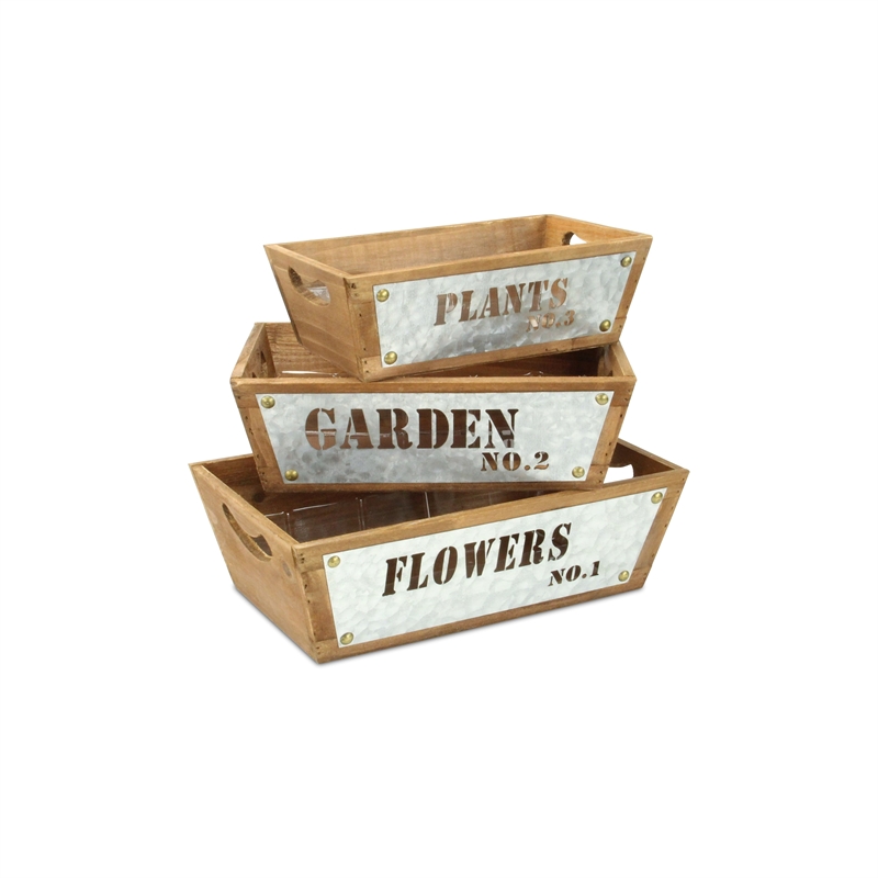 Persim Set of 3 Tapered Wood Crates