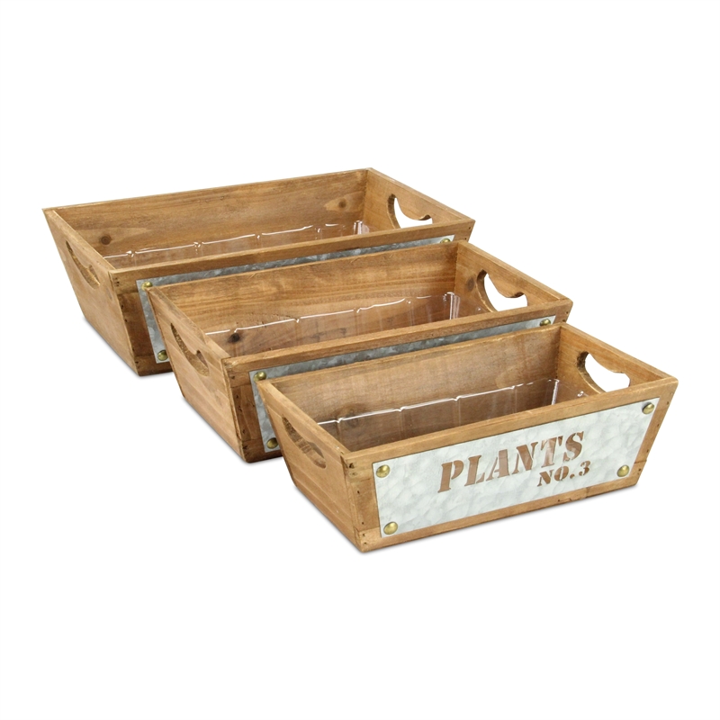 Persim Set of 3 Tapered Wood Crates