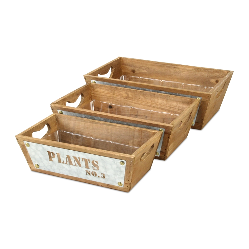 Persim Set of 3 Tapered Wood Crates