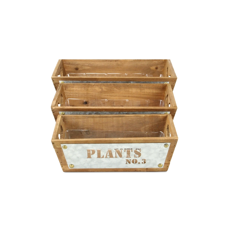 Persim Set of 3 Tapered Wood Crates