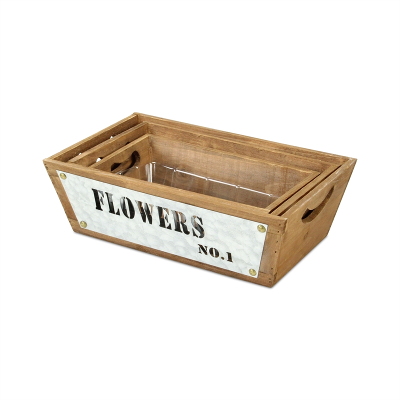 Persim Set of 3 Tapered Wood Crates