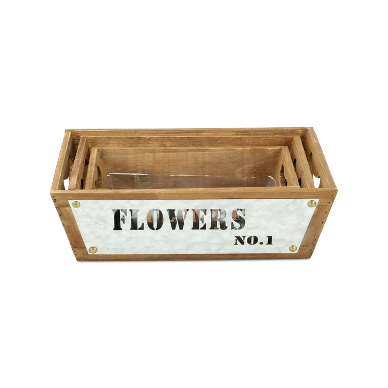 Persim Set of 3 Tapered Wood Crates