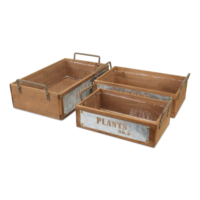 Quillen Set of 3 Garden Themed Wood Crates