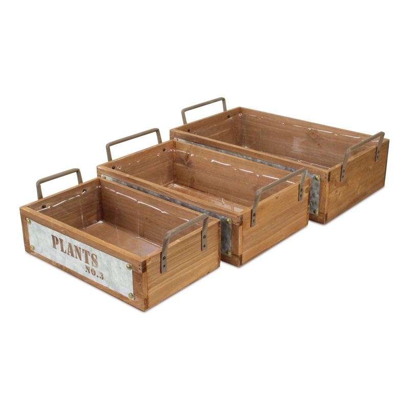 Quillen Set of 3 Garden Themed Wood Crates