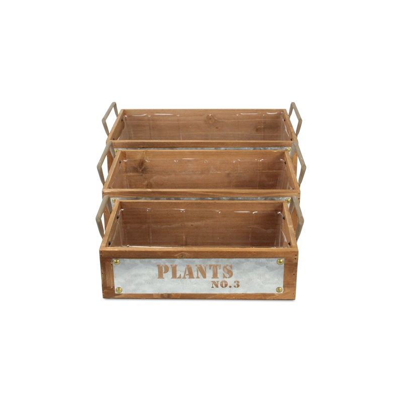 Quillen Set of 3 Garden Themed Wood Crates