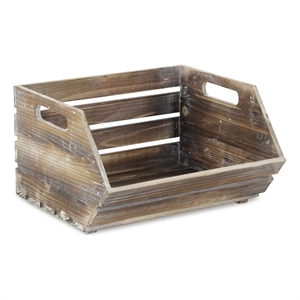 Thero Slatted Wooden Stackable Storage Crate - Brown