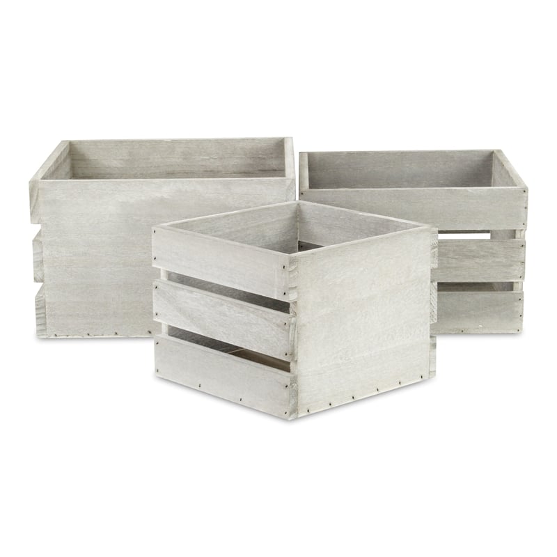 Rustic Farmstead Dark Gray Wooden Crate Set