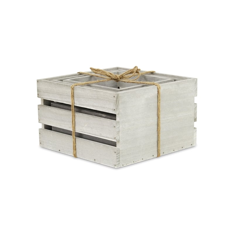 Rustic Farmstead Dark Gray Wooden Crate Set
