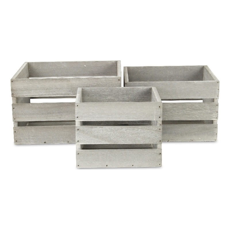 Rustic Farmstead Dark Gray Wooden Crate Set