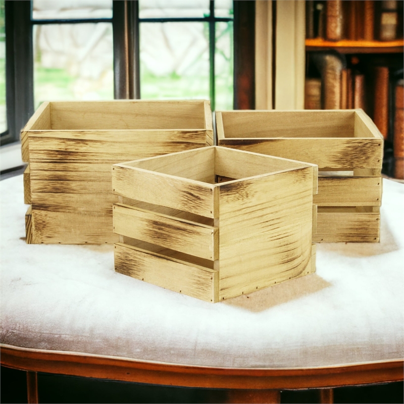 Rustic Farmstead Aged Wooden Crate Set