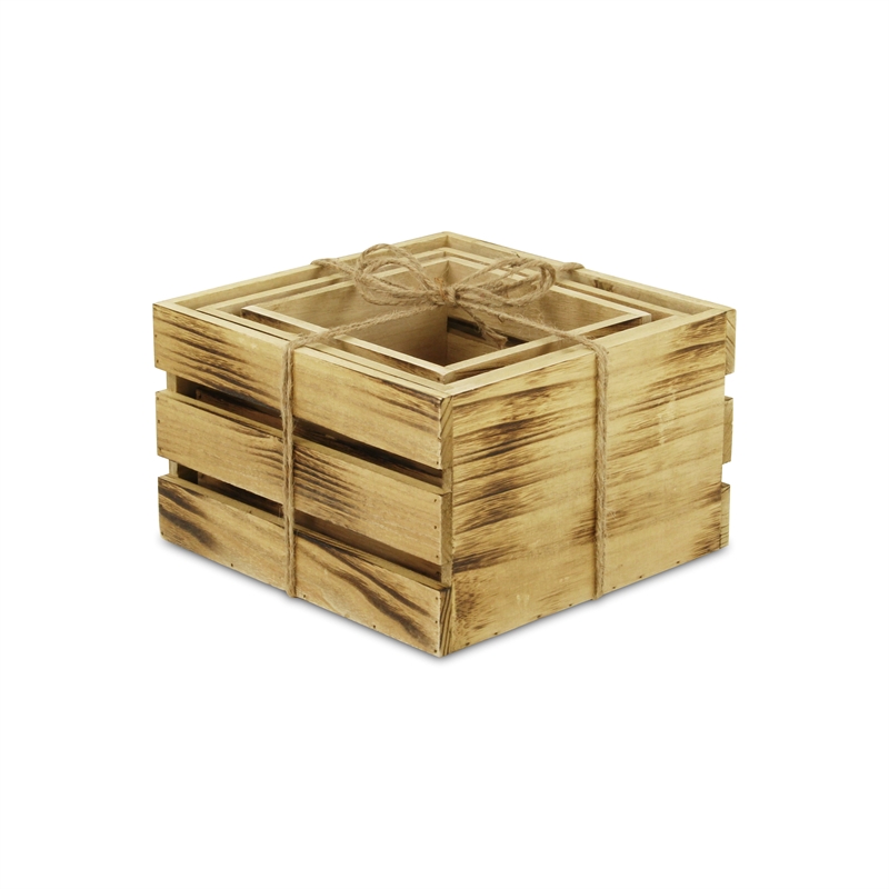 Rustic Farmstead Aged Wooden Crate Set