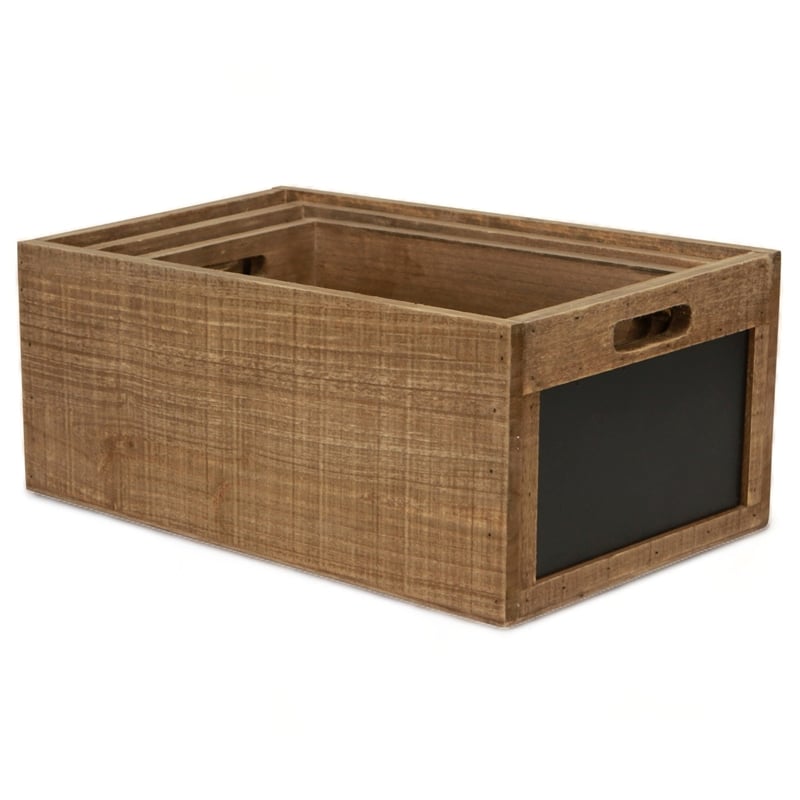 Yarrow Set of 3 Wood Crates with Chalkboard