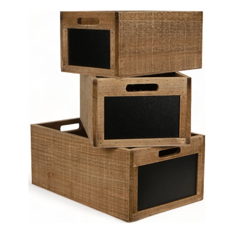Yarrow Set of 3 Wood Crates with Chalkboard