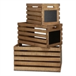 Maelis Set of 3 Wood Slat Crates with Chalkboard