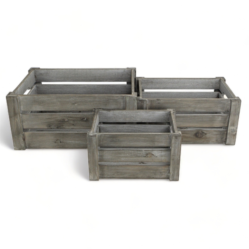 Eudora Set of 3 Metal Accented Gray Crates
