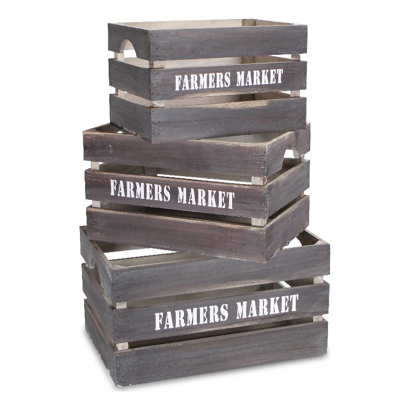 Isolde Set of 3 Wood Crates - Farmers Market