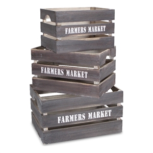 Isolde Set of 3 Wood Crates - Farmers Market