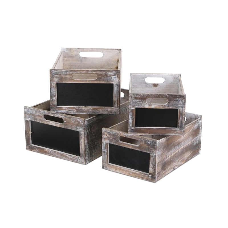 Cyprian Set of 4 Wood Crates with Chalkboard