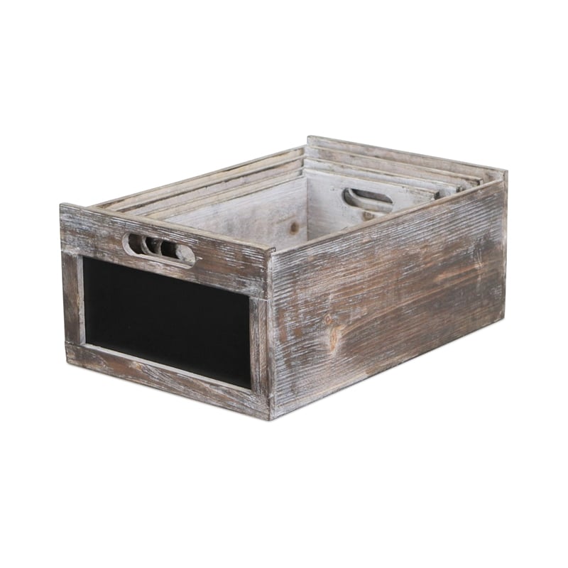 Cyprian Set of 4 Wood Crates with Chalkboard