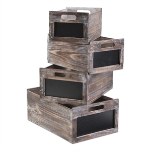 Cyprian Set of 4 Wood Crates with Chalkboard