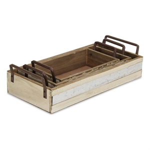 Weston Set of 3 Long Metal Accented Wood Crates