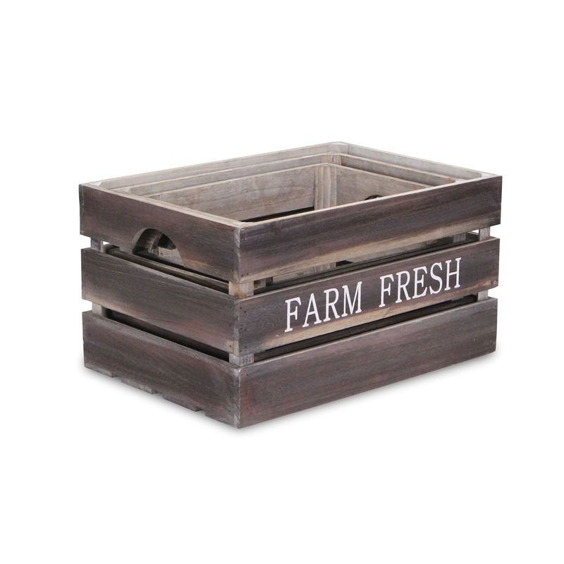 Isolde Set of 3 Wood Crates - Farm Fresh